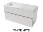 Meuble avec vasque Solid-Surface, finition bois ou couleurs, deux tiroirs à onglet, Largeur 100, 120 et 140 cm, P. 45 cm, Hauteur 56 cm, Stock disponible, LIVRAISON OFFERTE